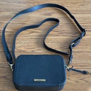 Fossil Black Leather Adjustable Strap Crossbody